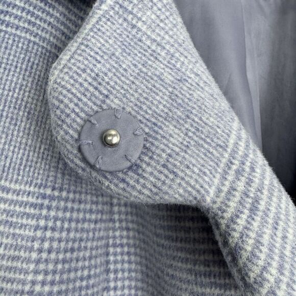 Gal Meets Glam Scalloped Houndstooth Check Pea Coat XL Wool Blend Blue White - Picture 9 of 13